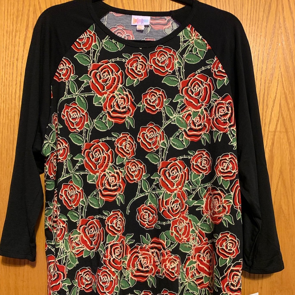 3XL Rose-patterned Jersey T-shirt